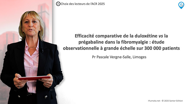 Efficacit&eacute; comparative de la dulox&eacute;tine vs la pr&eacute;gabaline dans la fibromyalgie&nbsp;: &eacute;tude observationnelle &agrave; grande &eacute;chelle sur 300.000 patients
